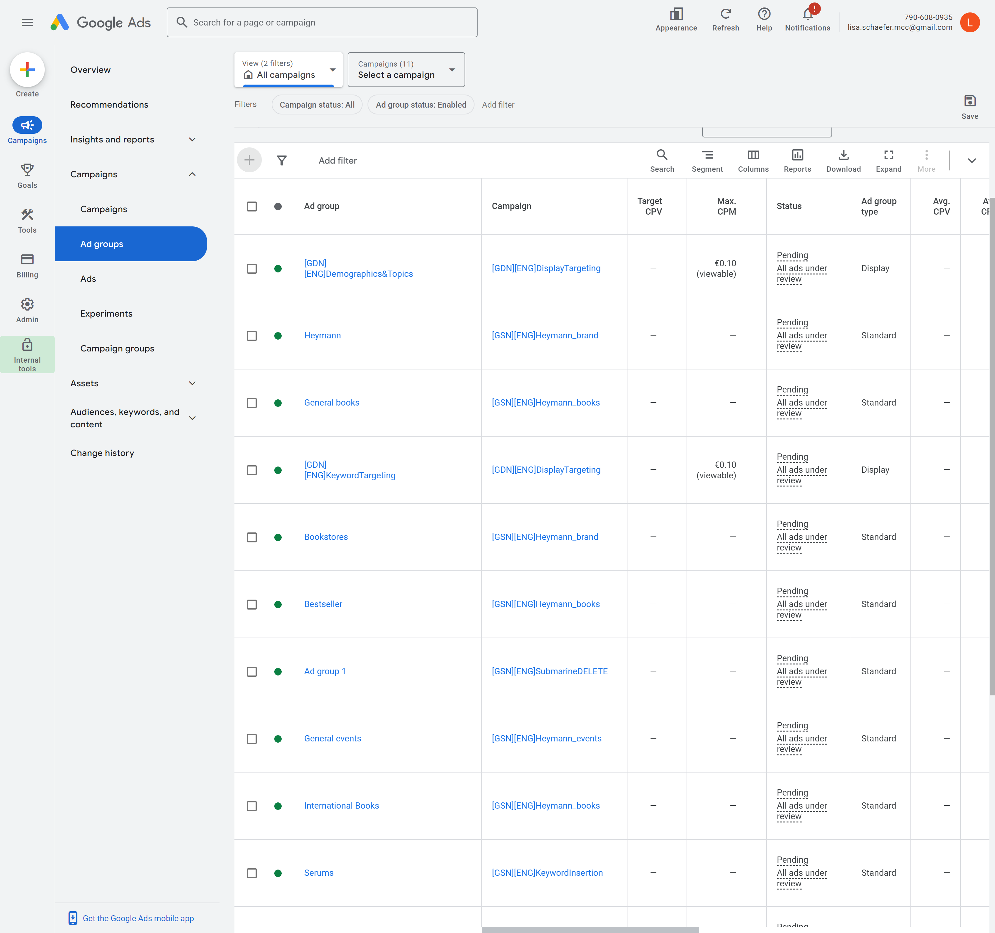 Overview Ad Groups